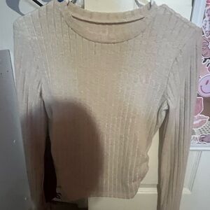 Cream Ribbed Women's Top